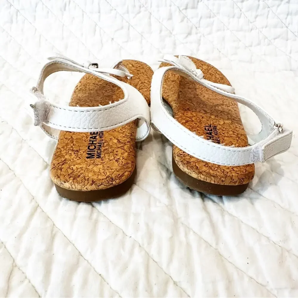 Michael Kors Little Girls White Sandals sz 10 Thong Sandals